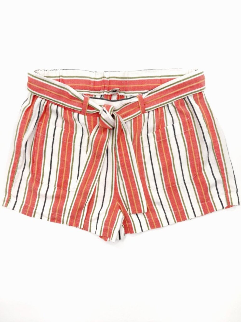 LOFT BEACH Shorts Stripe Cotton Blend With Belt M